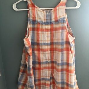 Plaid buttoned back tank